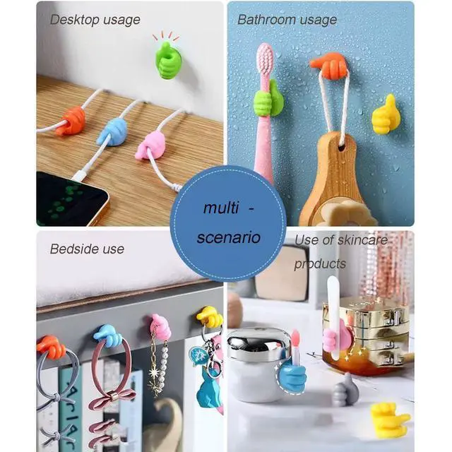 Alt view image 4 of 6 - Creative Silicone Thumb Hook, Wall Hook - Multifunction Adhesive Cable Clip, Adhesive Wall Hooks, Cable Organizer Clips Key Hanger