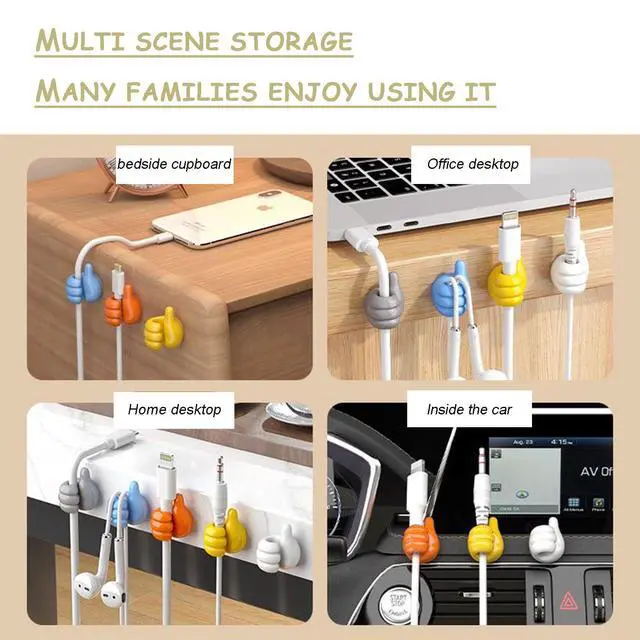 Alt view image 3 of 6 - Creative Silicone Thumb Hook, Wall Hook - Multifunction Adhesive Cable Clip, Adhesive Wall Hooks, Cable Organizer Clips Key Hanger