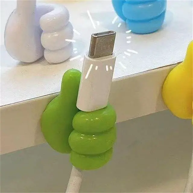 Alt view image 5 of 7 - Cable Clips, Fun Cord Holders, Silicone Thumb Wall Hooks, Cord Organizer for Desk Wall Car Nightstand, Cord Clips, Wire Holders, Phone USB Charger Cable Management, Key Hanger