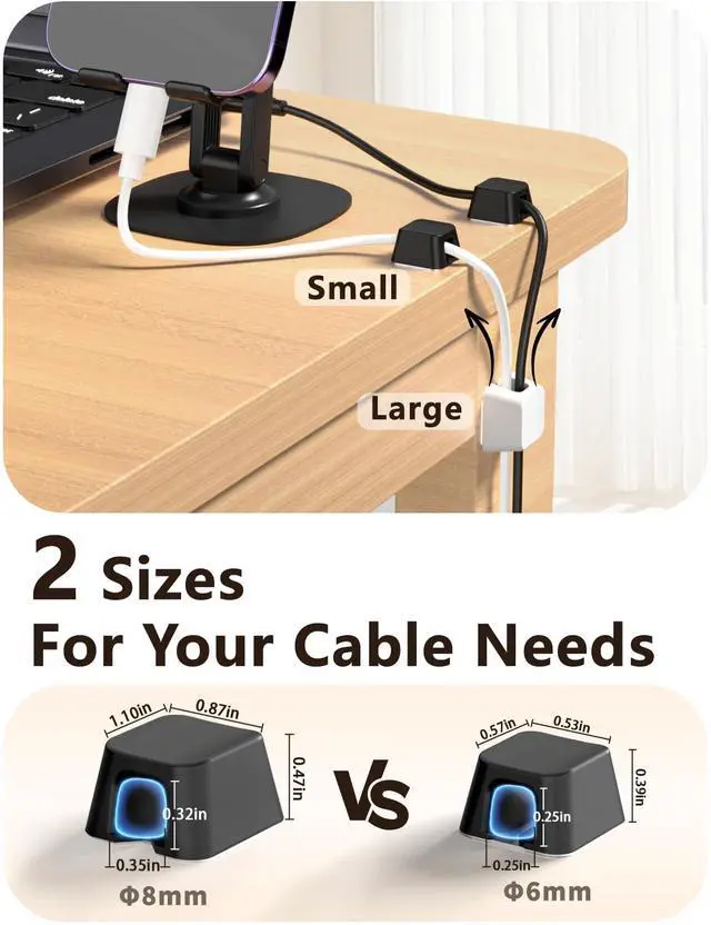 Alt view image 3 of 7 - Magnetic Cord Holder,Magnetic Cable Clips, Charger Cord Holders for USB Type-C Earphone Wires, Multipurpose Cable Management Cord Organizer for Desk Nightstand Car Office(Black)