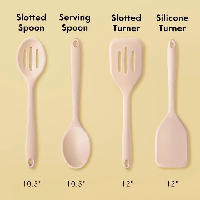 Alt view image 7 of 7 - Platinum Silicone Utensils, 100% Plastic-Free, 4-Pcs, Beige