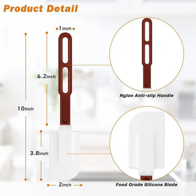 Alt view image 3 of 7 - High-Temp Silicone Spatulas, 10'' Commercial Spatula 500°F Heat-Resistant Non-Stick Silicone Scraper, Set of 2