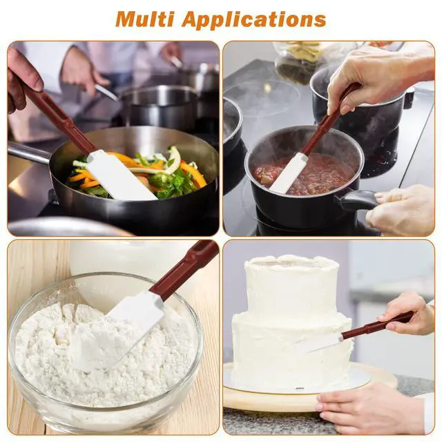 Alt view image 7 of 7 - High-Temp Silicone Spatulas, 10'' Commercial Spatula 500°F Heat-Resistant Non-Stick Silicone Scraper, Set of 2