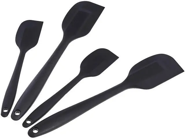 Main image of Non-Stick Heat Resistant Silicone Spatula Set, Dishwasher Safe, BPA Free, Food Grade, 2 Small & 2 Large, Black, Pack of 4