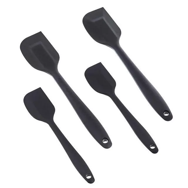Alt view image 2 of 4 - Non-Stick Heat Resistant Silicone Spatula Set, Dishwasher Safe, BPA Free, Food Grade, 2 Small & 2 Large, Black, Pack of 4