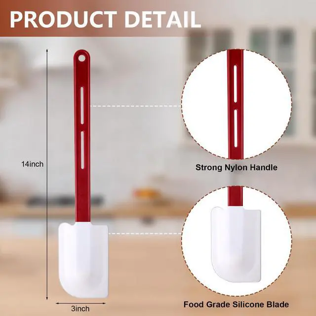 Alt view image 2 of 6 - High Temp Silicone Spatulas Heat Resistant Rubber Spatula Commercial Silicone Scraper with Handle for Kitchen Cook Baking Mixing Utensil, Dishwasher Safe (14 Inch)