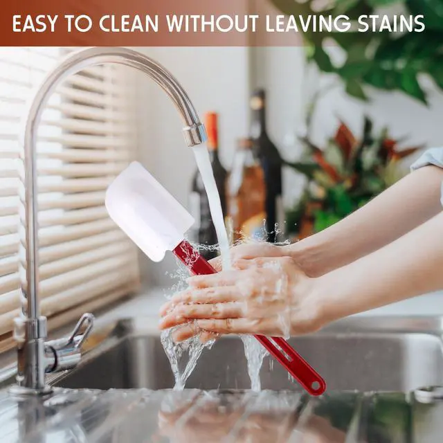 Alt view image 4 of 6 - High Temp Silicone Spatulas Heat Resistant Rubber Spatula Commercial Silicone Scraper with Handle for Kitchen Cook Baking Mixing Utensil, Dishwasher Safe (14 Inch)