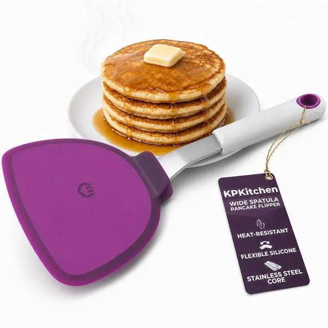 Main image of Wide Pancake Spatula Flipper - Heat Resistant Extra Large Silicone Turner for Non-Stick Cookware & Griddle - Perfect for Crepes & Eggs - Ideal Big Baking Tool for Women Who Love to Bake