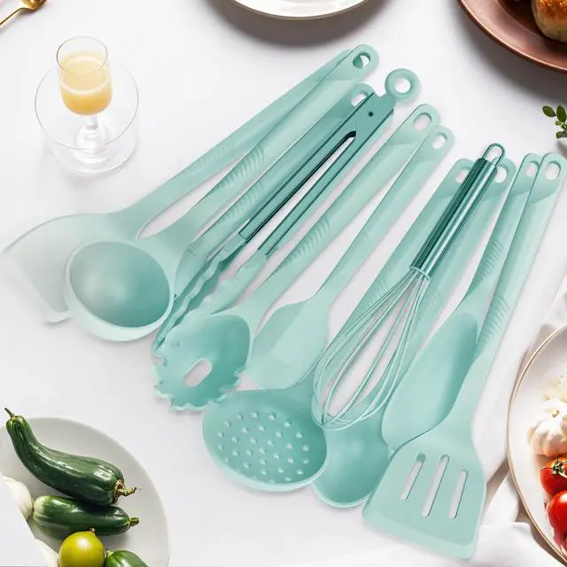 Alt view image 5 of 5 - Silicone Cooking Utensils Set - 600°F Heat Resistant, Nonstick Kitchen Utensil Set with Spatulas, Spoons, Whisk, Tongs, BPA Free, Dishwasher Safe
