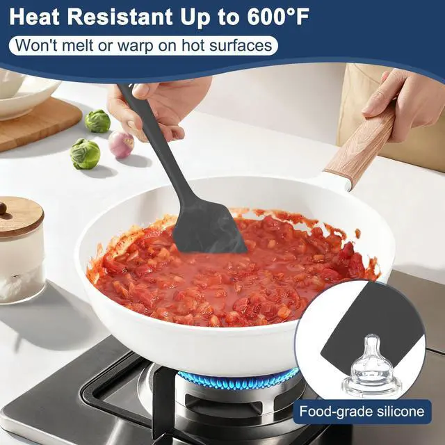 Alt view image 3 of 7 - Silicone Spatula Set, 11.4 In, 600°F Heat Resistant (Black)
