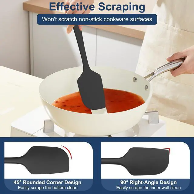 Alt view image 4 of 7 - Silicone Spatula Set, 11.4 In, 600°F Heat Resistant (Black)