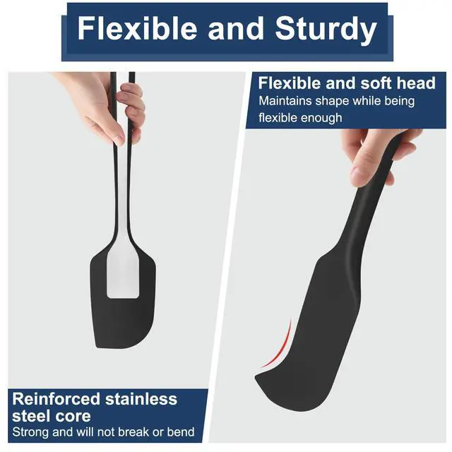 Alt view image 5 of 7 - Silicone Spatula Set, 11.4 In, 600°F Heat Resistant (Black)