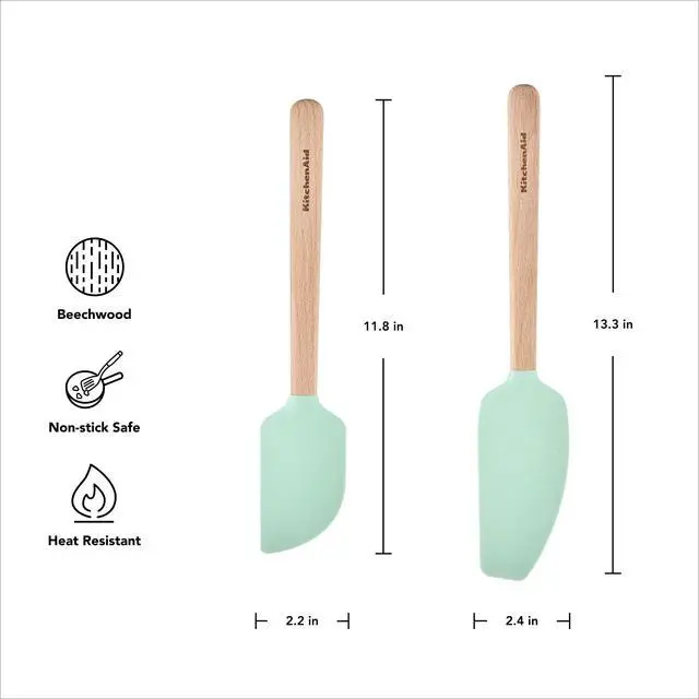Alt view image 2 of 5 - Beechwood Spatula Set, 2-Piece, Spearmint
