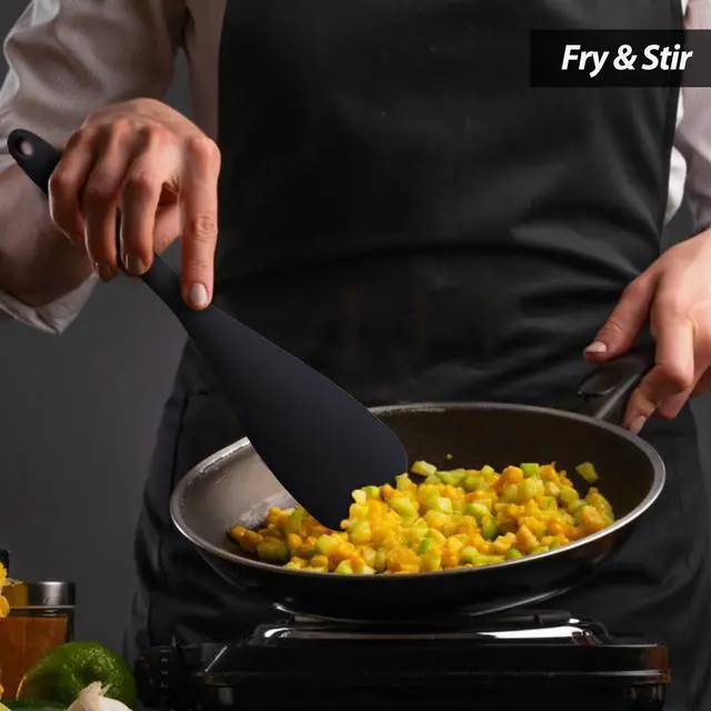 Alt view image 2 of 7 - Cooking Spoon for Nonstick Cookwares, Silicone Spoon for Mixing, Scoop, and Scrape,Seamless Design, 12.6'', 2 Pack, Black