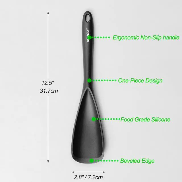 Alt view image 5 of 7 - Cooking Spoon for Nonstick Cookwares, Silicone Spoon for Mixing, Scoop, and Scrape,Seamless Design, 12.6'', 2 Pack, Black