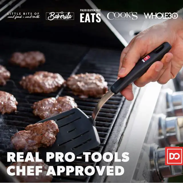 Alt view image 3 of 7 - Designer Series Wide Slotted Turner Spatula - Features 600F Heat-Resistant No-Melt Rubber Spatula Handle and Blade - Silicone for Cooking or Baking - Dishwasher Safe