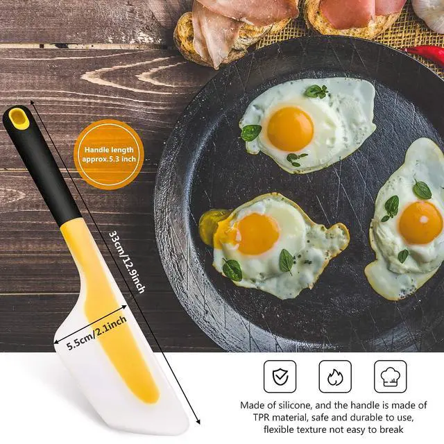 Alt view image 3 of 7 - Pieces Omelette Spatula Kitchen Omelet Turner Silicone Omelette Flip and Fold Turner for Kitchen Omelet Pancake Crepes (Red and Yellow)