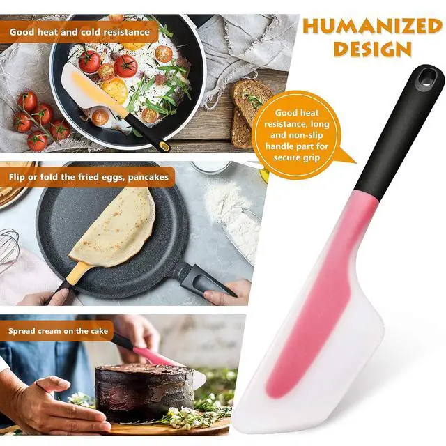 Alt view image 2 of 7 - Pieces Omelette Spatula Kitchen Omelet Turner Silicone Omelette Flip and Fold Turner for Kitchen Omelet Pancake Crepes (Red and Yellow)