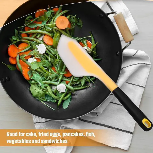 Alt view image 4 of 7 - Pieces Omelette Spatula Kitchen Omelet Turner Silicone Omelette Flip and Fold Turner for Kitchen Omelet Pancake Crepes (Red and Yellow)