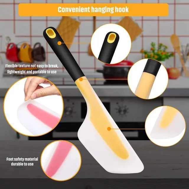 Alt view image 6 of 7 - Pieces Omelette Spatula Kitchen Omelet Turner Silicone Omelette Flip and Fold Turner for Kitchen Omelet Pancake Crepes (Red and Yellow)