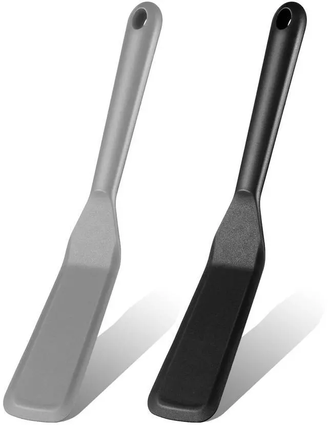 Main image of Pieces Crepe Spatula Silicone Narrow Skinny Flipper Long Heat Resistant Cooking Pancake Spatula Non Stick for Cooking Egg Burgers Pizza Pancake Steak Omelet(Black, Gray)