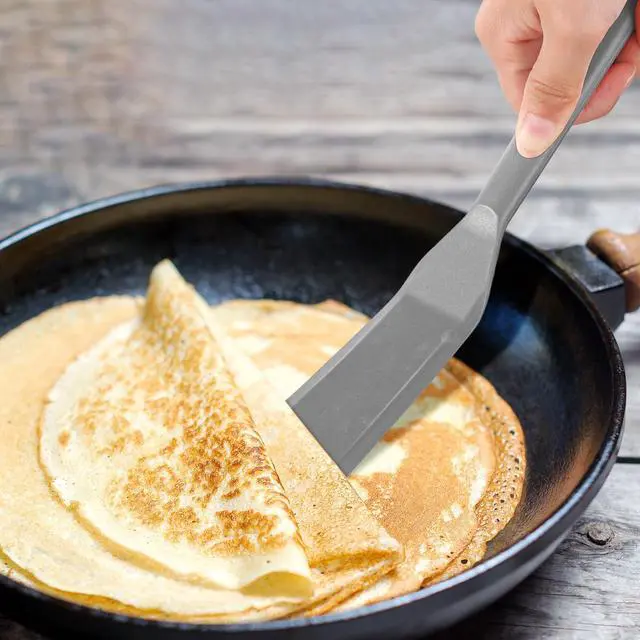 Alt view image 3 of 5 - Pieces Crepe Spatula Silicone Narrow Skinny Flipper Long Heat Resistant Cooking Pancake Spatula Non Stick for Cooking Egg Burgers Pizza Pancake Steak Omelet(Black, Gray)