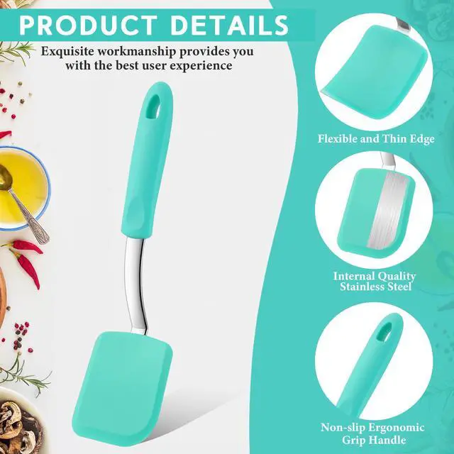 Alt view image 3 of 6 - Small Silicone Spatula Flexible Silicone Cookie Spatula Heat Resistant Small Pancake Turner for Kitchen Use Nonstick Cookware No Scratch Cooking Flipper for Egg Pancake