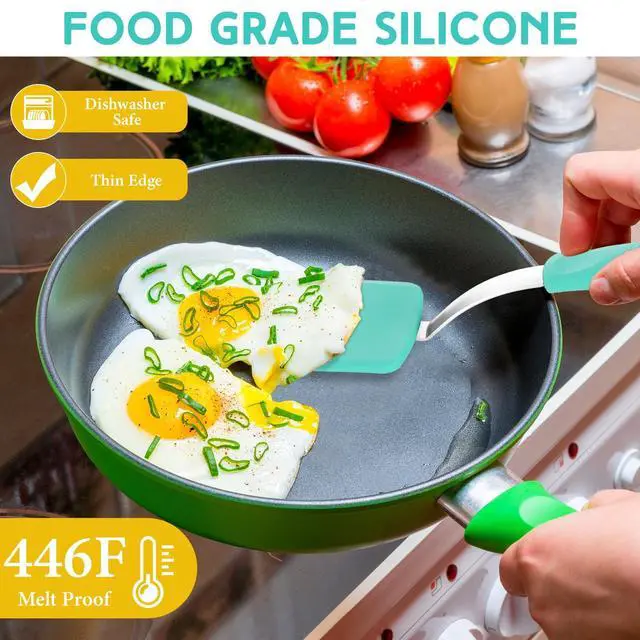Alt view image 4 of 6 - Small Silicone Spatula Flexible Silicone Cookie Spatula Heat Resistant Small Pancake Turner for Kitchen Use Nonstick Cookware No Scratch Cooking Flipper for Egg Pancake