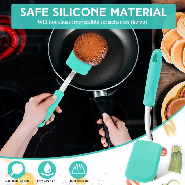 Alt view image 5 of 6 - Small Silicone Spatula Flexible Silicone Cookie Spatula Heat Resistant Small Pancake Turner for Kitchen Use Nonstick Cookware No Scratch Cooking Flipper for Egg Pancake
