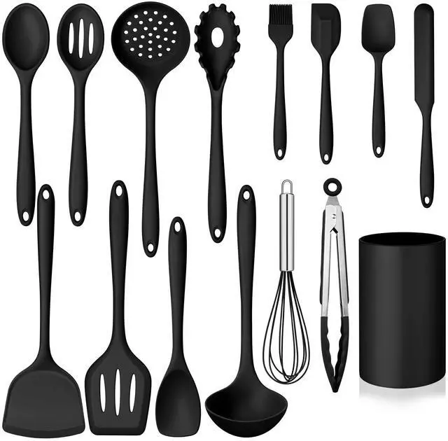 Main image of Silicone Cooking Utensil Set, 15pcs Kitchen Utensils with Holder