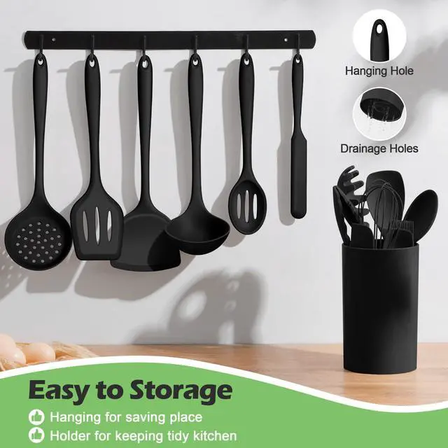 Alt view image 3 of 7 - Silicone Cooking Utensil Set, 15pcs Kitchen Utensils with Holder