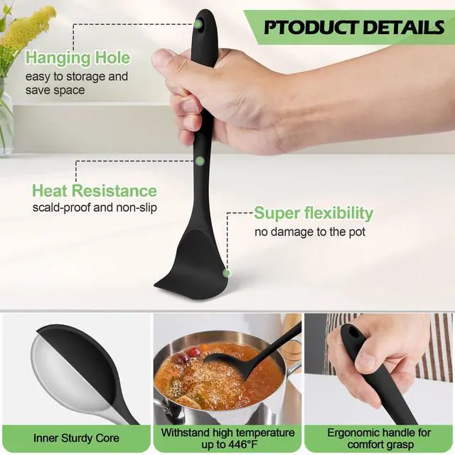 Alt view image 4 of 7 - Silicone Cooking Utensil Set, 15pcs Kitchen Utensils with Holder