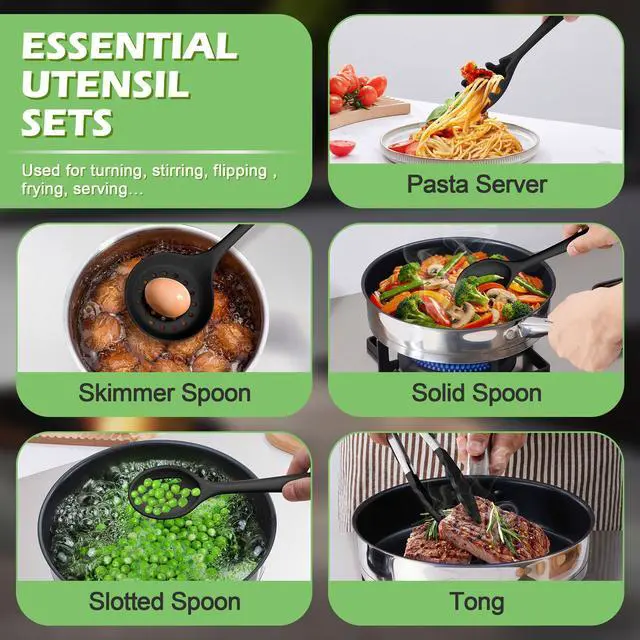 Alt view image 5 of 7 - Silicone Cooking Utensil Set, 15pcs Kitchen Utensils with Holder