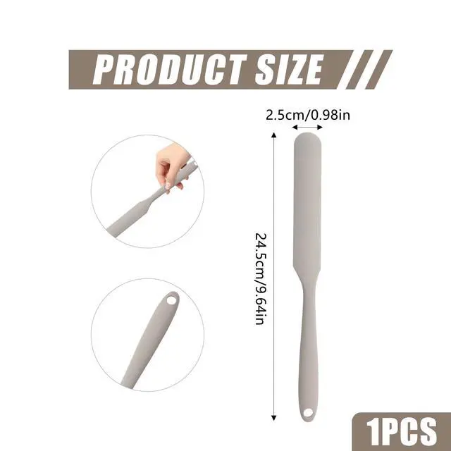 Alt view image 2 of 7 - Silicone Jar Spatula,Non-Stick Heat Resistant Kitchen Thin Spatula,Sourdough Stirring Stick,Jam Spreader for Peanut Butter,Cake Cream Butter Spatulas for Scraping Icing Bread Cream (Grey)