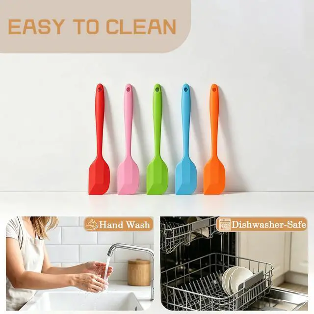 Alt view image 5 of 7 - Silicone Spatula Heat Resistant Small Rubber Spatulas Cooking Utensil Set Non-Stick Flexible Rubber Essential Cooking Gadget For Cake/Cream/Pastry/Butter/Batter Mixing/Cooking-(5 Pieces)