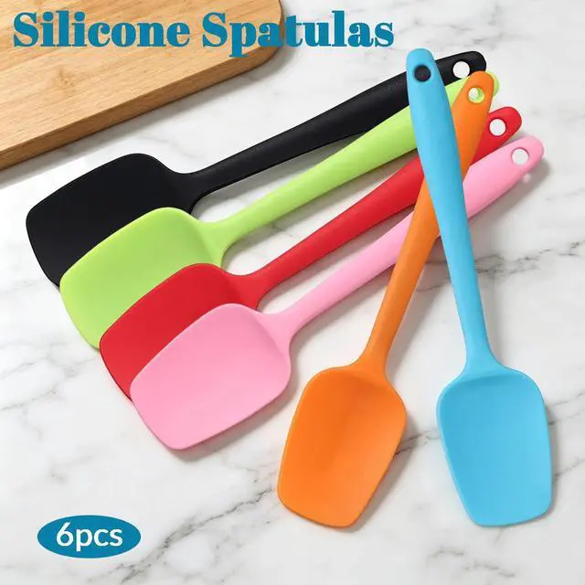 Alt view image 2 of 7 - 6 Pack Small Silicone Spatula - Small Rubber Spatula for Baking and Cooking Heat Resistant Non-Stick Spoon Spatula for Scraping Mixing Spreading