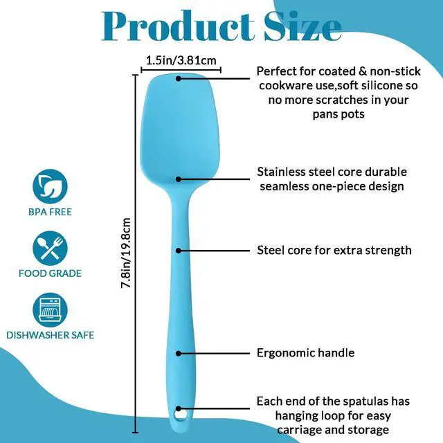 Alt view image 3 of 7 - 6 Pack Small Silicone Spatula - Small Rubber Spatula for Baking and Cooking Heat Resistant Non-Stick Spoon Spatula for Scraping Mixing Spreading