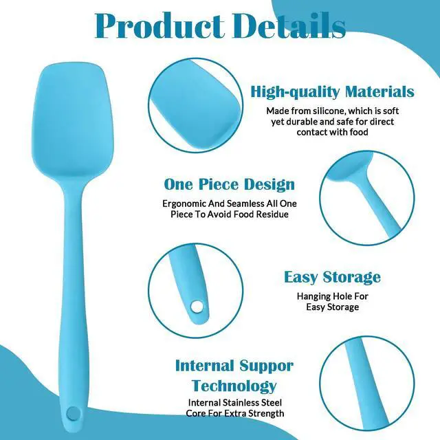 Alt view image 4 of 7 - 6 Pack Small Silicone Spatula - Small Rubber Spatula for Baking and Cooking Heat Resistant Non-Stick Spoon Spatula for Scraping Mixing Spreading