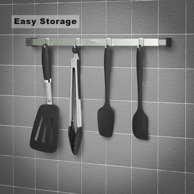 Alt view image 4 of 7 - 5-Piece Silicone Spatulas Set with Tongs, 446°F Heat Resistant, Black