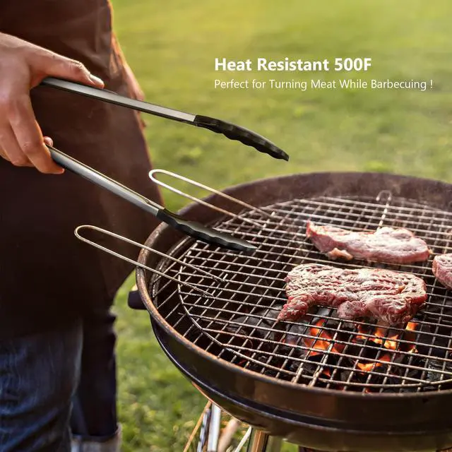 Alt view image 5 of 7 - 5-Piece Silicone Spatulas Set with Tongs, 446°F Heat Resistant, Black