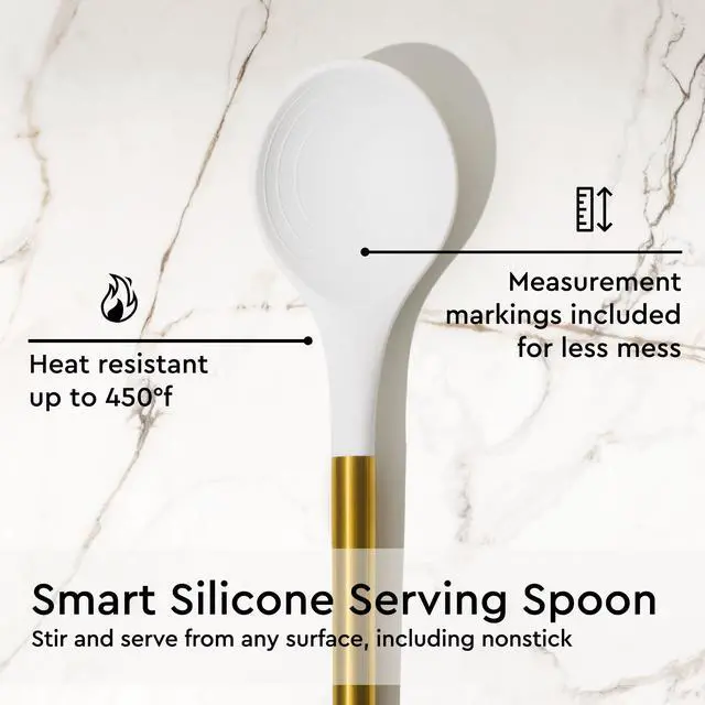 Alt view image 2 of 7 - White and Gold Kitchen Utensils Set with Holder, 7-Piece