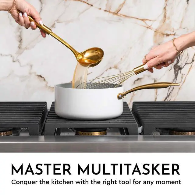 Alt view image 5 of 7 - White and Gold Kitchen Utensils Set with Holder, 7-Piece