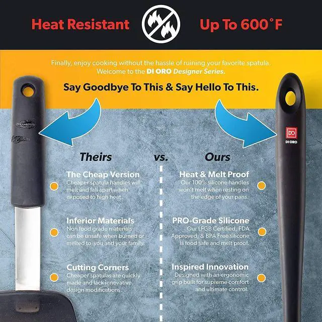 Alt view image 4 of 7 - Seamless Series Pro 14 Inch Extra Large Silicone Spatula - 600°F Heat-Resistant Rubber Spatula - Great for Baking, Cooking, and Scraping - BPA Free and LFGB Certified Food Safe Silicone (Black)