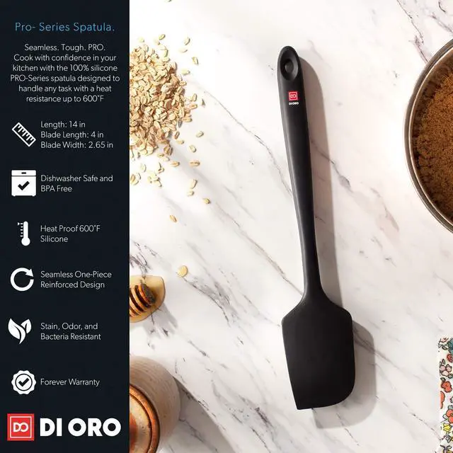 Alt view image 5 of 7 - Seamless Series Pro 14 Inch Extra Large Silicone Spatula - 600°F Heat-Resistant Rubber Spatula - Great for Baking, Cooking, and Scraping - BPA Free and LFGB Certified Food Safe Silicone (Black)