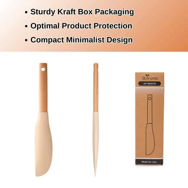Alt view image 6 of 6 - Long Silicone Jar Spatula with Natural Beechwood Handle, Flexible Deep Jar Scraper & Blender Spatula, Removable Soft Contour Head for Sourdough Starter Crocks, Peanut Butter or Jams