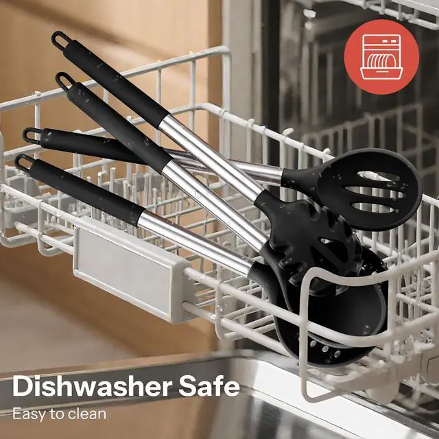 Alt view image 7 of 7 - Silicone Kitchen Utensils Set with Stainless Steel Handles