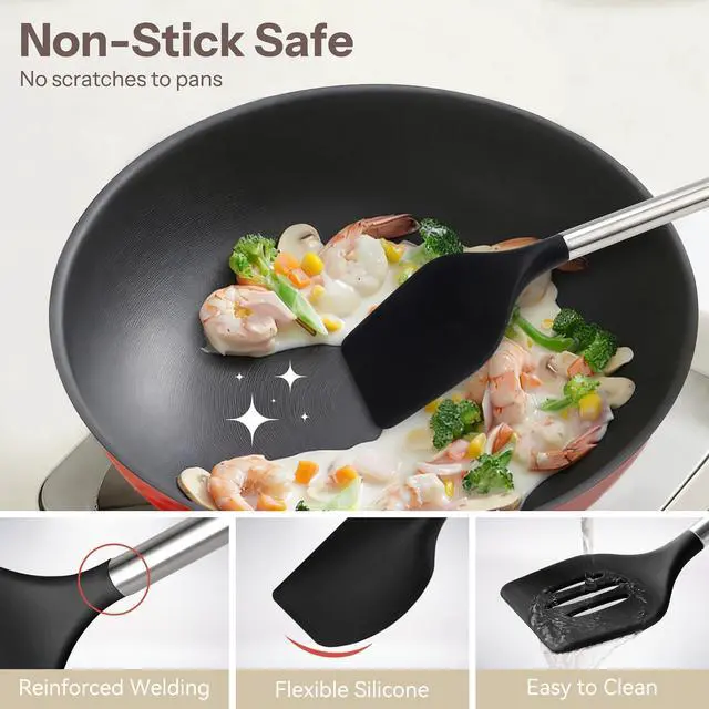 Alt view image 6 of 7 - Silicone Kitchen Utensils Set with Stainless Steel Handles