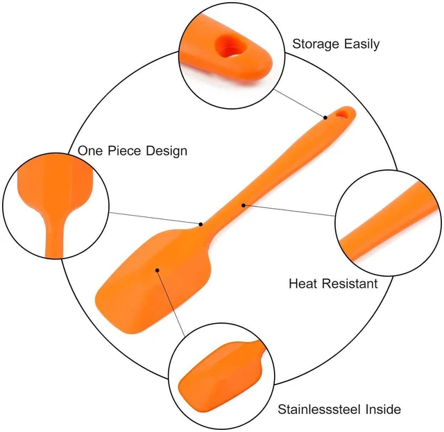 Alt view image 3 of 7 - Food Grade Silicone Spatula Set Heat Resistant Small Rubber Spatulas,4 piece Silicone Spoonula Spatula Non-stick Baking Curved Spatulas Multicolor Dinnerware (21.7cm/8.56inch)