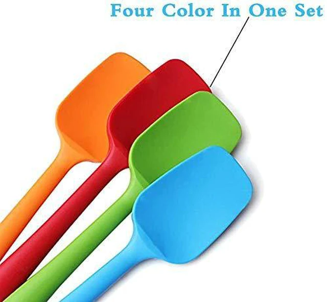 Alt view image 2 of 7 - Food Grade Silicone Spatula Set Heat Resistant Small Rubber Spatulas,4 piece Silicone Spoonula Spatula Non-stick Baking Curved Spatulas Multicolor Dinnerware (21.7cm/8.56inch)