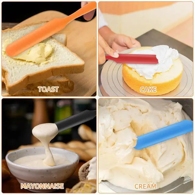Alt view image 2 of 7 - Silicone Jar Spatula Set, Long Handle Nonstick Scraper Tools